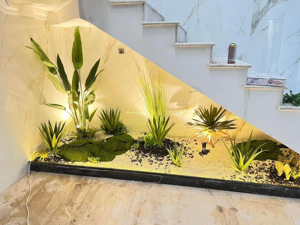 Bể cá cảnh sử dụng cát trắng và san hô trang trí