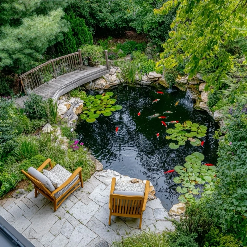 Ngắm hồ cá Koi hồ cảnh quan đẹp mắt