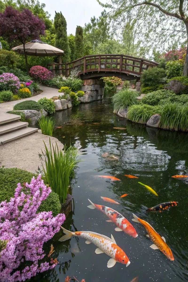 Nhà vườn hoàn hảo với hồ cá Koi sân vườn nhà vườn