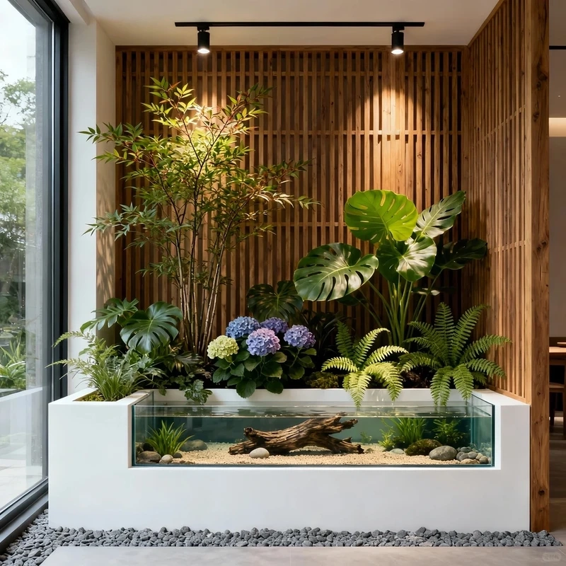 Phong cách tối giản với tiểu cảnh hồ cá kiểu nhật