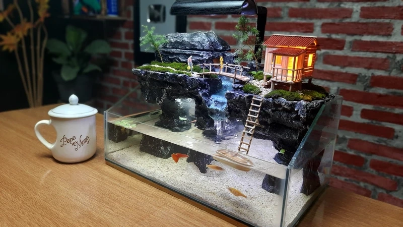 Cảm hứng thiên nhiên từ bể cá thác nước phong cách tự nhiên