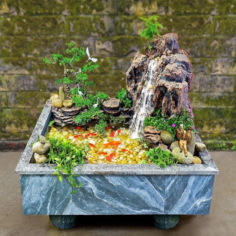 Ý tưởng decor mới với bể cá thác nước mini sáng tạo