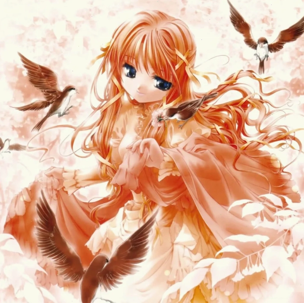 Ảnh anime girl tóc cam cá tính với ánh mắt sắc sảo