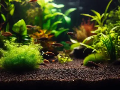 Ý tưởng decor bể cá phong cách blackwater với cát nền đen